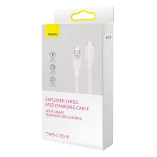 Кабель Baseus Explorer Series with Smart Temperature Control Fast Charging Data Cable Type-C to Lightning PD 20W 1m Рожевий