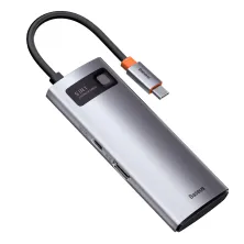 USB-хаб Baseus 5in1 Metal Gleam 5-Port Type-C HUB Adapter Type-C to USB3.0*3, Type-C*1, 4KHDMI Сірий