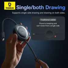 Кабель Baseus Free2Draw Retractable Crystal 3-in-1 Fast Charging Data Cable Type-C to Lightning+Type-C+MicroUSB 100W 1.1m Чорний
