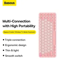Клавиатура беспроводная Baseus K01A Wireless Tri-Mode Keyboard 2.4G/BT1+BT2 Розовый