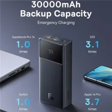 УМБ Baseus Star-Lord Digital Display 30000mAh 65W 6A с технологией QC3.0+PD3.0 2USB+Type-C + Кабель USB to Type-C Черный