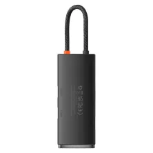 USB-хаб Baseus 6in1 Lite Series 6-Port Type-C HUB Adapter Type-C to USB3.0*2, Type-C(PD)*1, 4KHDMI, TF, SD  Чорний