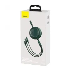 Кабель Baseus Bright Mirror Retractable 3-in-1 Fast Charging Data Cable USB to Lightning+Type-C+MicroUSB 3.5А 1.2m Зеленый