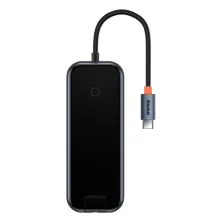 USB-хаб Baseus 5in1 AcmeJoy 5-Port Type-C HUB Adapter Type-C to USB3.0*2, USB2.0*1, Type-C*1 RJ45 Сірий