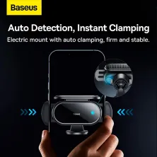 Автодержатель на солнечной батарее для телефона Baseus Steel Cannon pro Solar Electric Car Mount на торпедо Черный