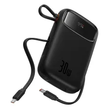 УМБ Baseus Qpow2 Dual-Cable 20000mAh 30W с технологией QC3.0+PD3.0 и 2*Type-C 30W кабелем Черный
