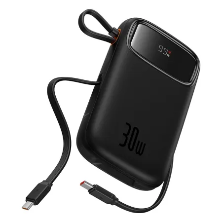 УМБ Baseus Qpow2 Dual-Cable 20000mAh 30W з технологією QC3.0+PD3.0 и 2*Type-C 30W кабелем Чорний
