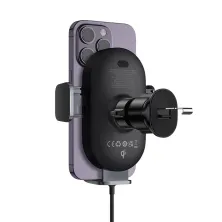 Беспроводное автомобильное зарядное устройство Baseus LightChaser Wireless Charging Electric Car Mount с технологией Qi 15W Черный
