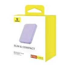 УМБ Baseus Magnetic Mini Wireless Fast Charge 2in1 5000mAh 20W 2.4A QC3.0+PD3.0 з Бездротовою зарядкою Qi 15W Фіолетовий