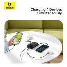 УМБ Baseus Qpow2 Dual-Cable 10000mAh 30W з технологією QC3.0+PD3.0 и 2*Type-C 30W кабелем Чорний