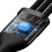 Кабель Baseus Flash Series 2 3-in-1 Fast Charging Data Cable Type-C to Lightning+Type-C+MicroUSB 100W 1.5m Чорний
