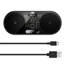 Бездротовий зарядний пристрій Baseus Digital LED Display 2in1 Wireless Charger з технологією Qi 20W Чорний