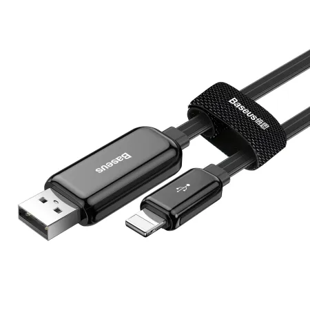 Кабель Baseus Glowing Fast Charging Data Cable USB to Lightning 2.4A 1m Чорний