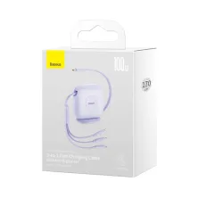 Кабель Baseus Traction Series Retractable 3-in-1 Fast Charging Data Cable Type-C to Lightning+Type-C+MicroUSB 100W 1.7m Фіолетовий