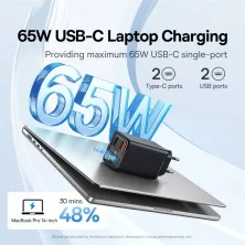 Мережевий зарядний пристрій Baseus GaN6 Pro 65W 2USB+2Type-C + кабель Baseus Type-C to Type-C 100W 20V/5A 1м Чорний