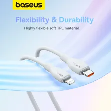 Кабель Baseus Pudding Series Fast Charging Data Cable Type-C to Lightning PD 20W 1m Білий