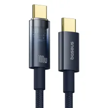 Кабель Baseus Explorer Series Auto Power-Off Fast Charging Data Cable Type-C to Type-C 100W 20V 5A 1m Синій