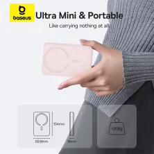 УМБ Baseus EnerFill FM11 Ultra-Mini Magnetic 2in1 10000mAh 22.5W 3A QC3.0+PD3.0 з Бездротовою зарядкою Qi 15W Рожевий