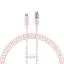 Кабель Baseus Explorer Series with Smart Temperature Control Fast Charging Data Cable Type-C to Lightning PD 20W 1m Рожевий