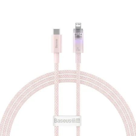 Кабель Baseus Explorer Series with Smart Temperature Control Fast Charging Data Cable Type-C to Lightning PD 20W 1m Рожевий
