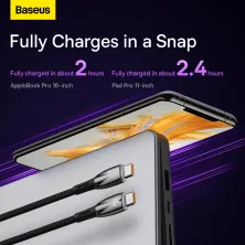 Кабель Baseus Glimmer Series Fast Charging Data Cable Type-C to Type-C 100W 20V 5A 2m Чорний