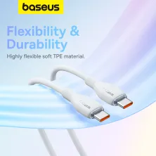 Кабель Baseus Pudding Series Fast Charging Data Cable Type-C to Type-C 100W 20V 5A 2m Білий