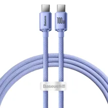 Кабель Baseus Crystal Shine Series Fast Charging Data Cable Type-C to Type-C 100W 20V 5A 1.2m Фіолетовий