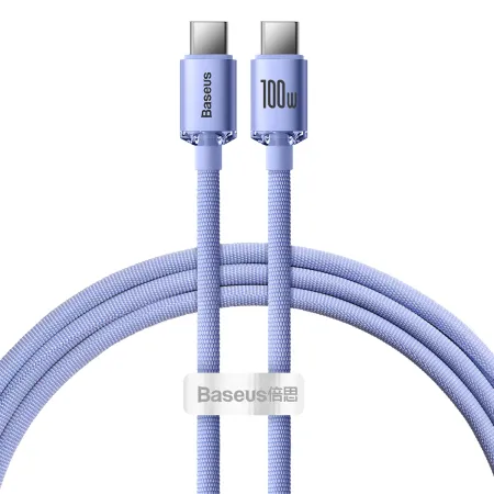 Кабель Baseus Crystal Shine Series Fast Charging Data Cable Type-C to Type-C 100W 20V 5A 1.2m Фіолетовий