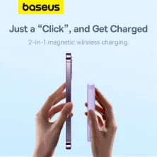 УМБ Baseus Magnetic Wireless 2in1 6000mAh 20W 2.4A QC3.0+PD3.0 з Бездротовою зарядкою Qi 15W Фіолетовий