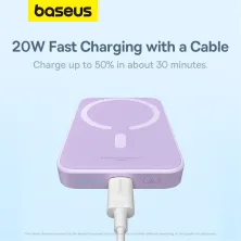 УМБ Baseus Magnetic Wireless 2in1 6000mAh 20W 2.4A QC3.0+PD3.0 з Бездротовою зарядкою Qi 15W Фіолетовий