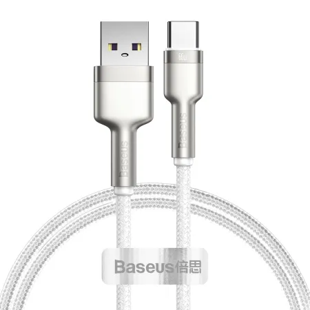 Кабель Baseus Cafule Metal Data Cable USB to Type-C 66W 11V 6A 1m Білий