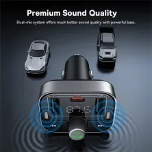 FM-трансмиттер Baseus S-09 Pro T-Typed FM Launcher MP3 Car Charger 2USB+Type-C 3.4A Черный