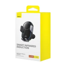 Беспроводное автомобильное зарядное устройство Baseus LightChaser Wireless Charging Electric Car Mount с технологией Qi 15W Черный