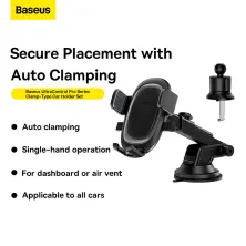 Автодержатель для телефона Baseus UltraControl Pro Series Clamp-Type Car Holder Set на торпедо и в воздуховод Черный