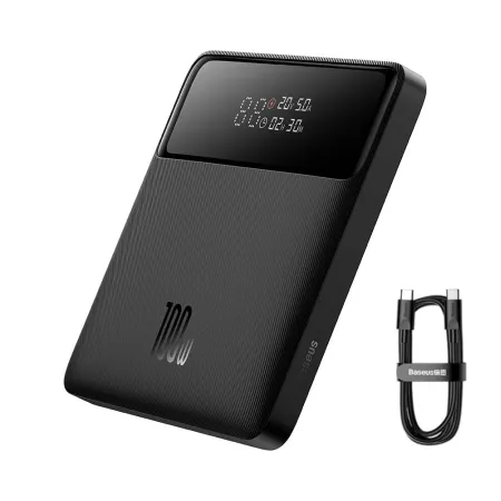 УМБ Baseus Blade Power Digital Display HD Edition 20000mAh 100W 6A с технологией QC3.0+PD3.0 + кабель Type-C to Type-C 100W 20V/5A 1м Черный