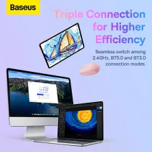Беспроводная мышка Baseus F01B Tri-Mode Wireless Mouse 2.4G/BT1+BT2 800-1200-1600dpi Розовый