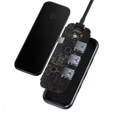 USB-хаб Baseus 4in1 AcmeJoy 4-Port Type-C HUB Adapter Type-C to USB3.0*3, Type-C*1 Серый