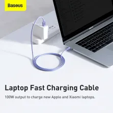Кабель Baseus Crystal Shine Series Fast Charging Data Cable Type-C to Type-C 100W 20V 5A 1.2m Фіолетовий