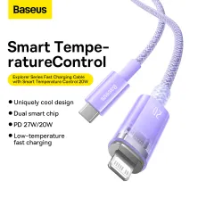 Кабель Baseus Explorer Series with Smart Temperature Control Fast Charging Data Cable Type-C to Lightning PD 20W 1m Фиолетовый