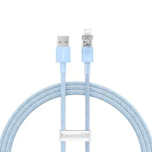 Кабель Baseus Explorer Series with Smart Temperature Control Fast Charging Data Cable USB to Lightning 2.4A 1m Голубой