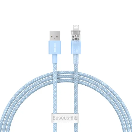 Кабель Baseus Explorer Series with Smart Temperature Control Fast Charging Data Cable USB to Lightning 2.4A 1m Блакитний
