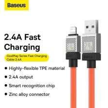 Кабель Baseus CoolPlay Series Fast Charging Cable USB to Lightning 2.4A 1m Помаранчевий