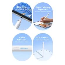 Стилус для iPad Baseus Writing 2 Series Plug-Type USB-C Active Wireless Version с LED индикаторами 10.5 часов Белый
