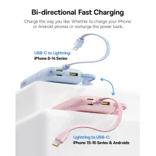 УМБ Baseus EnerFill FC21 Qpow 3 Ultra 10000mAh 22.5W з технологією QC3.0+PD3.0 + Кабель Type-C to Lightning Рожевий