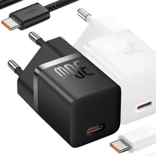 Сетевое зарядное устройство Baseus GaN5 Mini Fast Charger 1C PD3.0 30W Type-C 3A + кабель Baseus Type-C to Type-C 100W 20V/5A 1м Белый