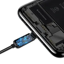 Кабель Baseus Glowing Fast Charging Data Cable USB to Lightning 2.4A 1m Чорний