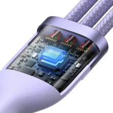 Кабель Baseus Flash Series 2 3-in-1 Fast Charging Data Cable Type-C to Lightning+Type-C+MicroUSB 100W 1.5m Фіолетовий