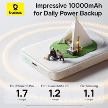 УМБ Baseus EnerFill FM11 Ultra-Mini Magnetic 2in1 10000mAh 22.5W 3A QC3.0+PD3.0 з Бездротовою зарядкою Qi 15W Білий