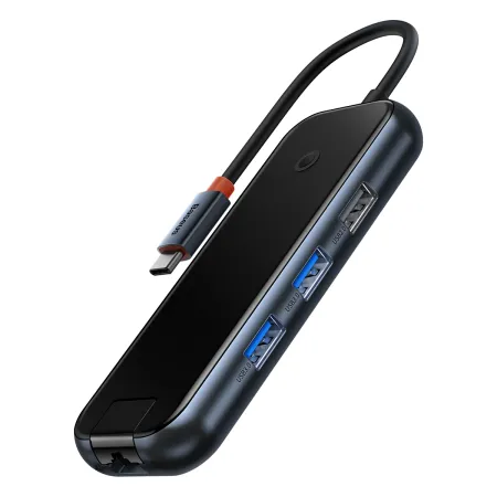 USB-хаб Baseus 6in1 AcmeJoy 6-Port Type-C HUB Adapter Type-C to USB3.0*2, USB2.0*1, Type-C*1, 4KHDMI, RJ45 Сірий