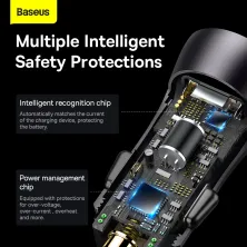 Автомобильное зарядное устройство Baseus Golden Contactor Max Dual Fast Charger Car Charger 60W 2USB Серый